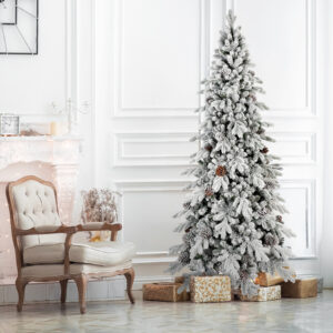 Flocked PE/PVC Christmas Tree with Pine Cones