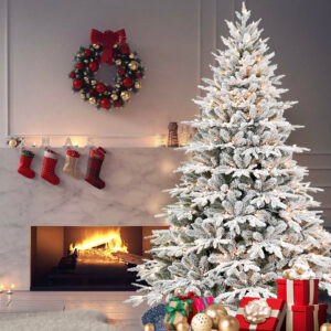 Flocked PE/PVC Christmas Tree with Built-In Lights